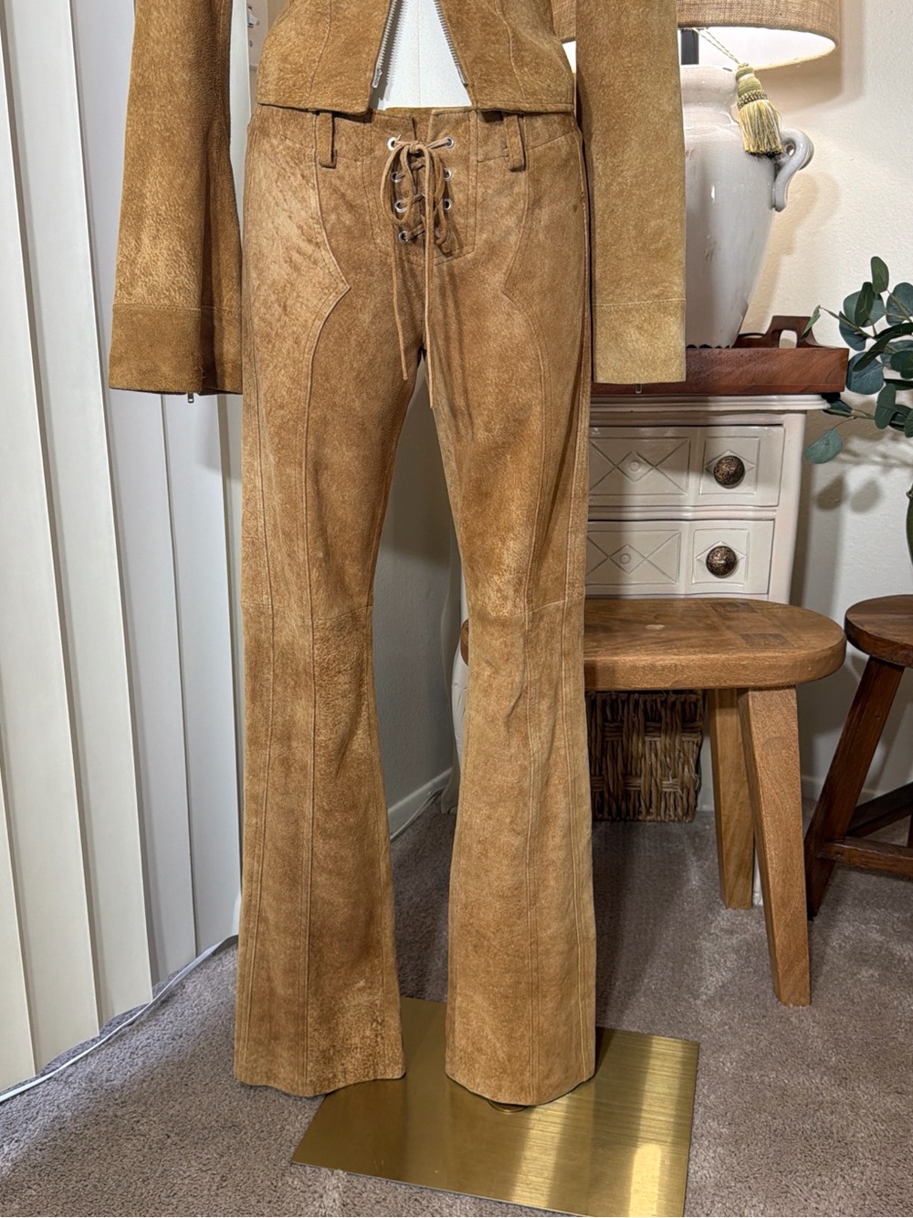 Bebe Leather Suede Jacket Pants Two Piece Ser - Picture 3 of 8